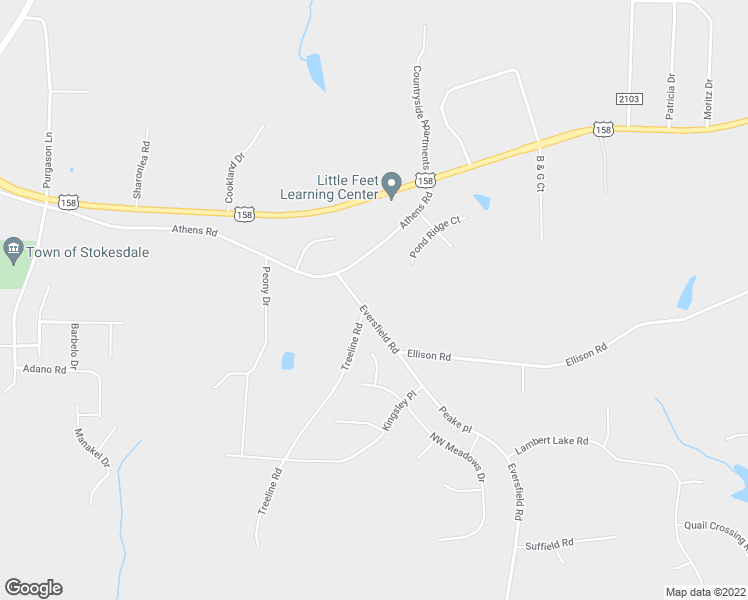 map of restaurants, bars, coffee shops, grocery stores, and more near 8012 Eversfield Road in Stokesdale