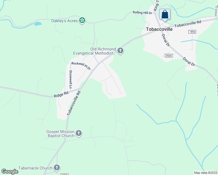 map of restaurants, bars, coffee shops, grocery stores, and more near 4041 Elizabeth Park Drive in Tobaccoville