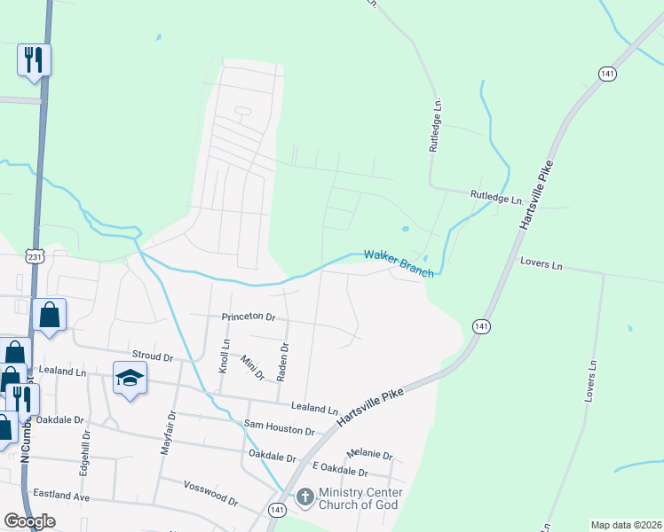 map of restaurants, bars, coffee shops, grocery stores, and more near 148 Hartmann Crossing Drive in Lebanon