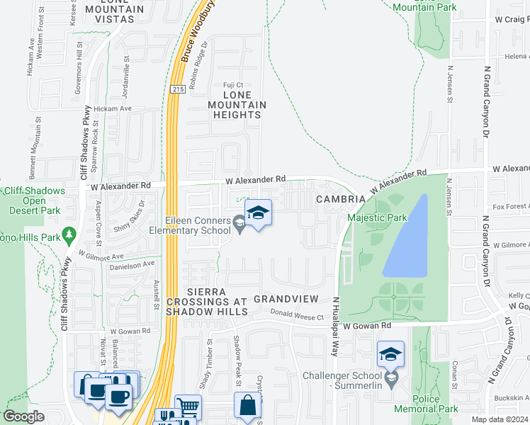 map of restaurants, bars, coffee shops, grocery stores, and more near 10291 Delta View Court in Las Vegas