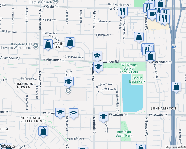 map of restaurants, bars, coffee shops, grocery stores, and more near 3898 North Buffalo Drive in Las Vegas