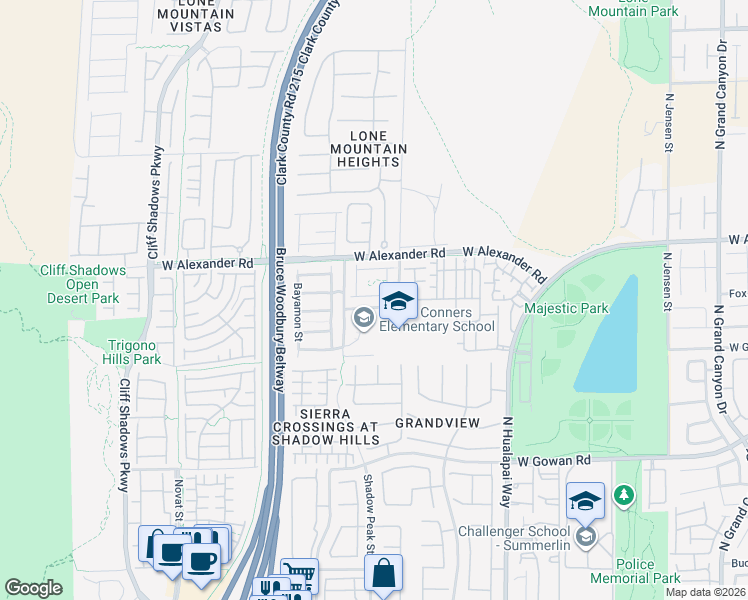 map of restaurants, bars, coffee shops, grocery stores, and more near 10349 Adrianna Avenue in Las Vegas