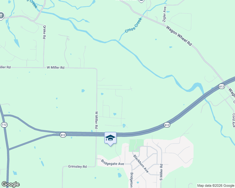 map of restaurants, bars, coffee shops, grocery stores, and more near 7940 West Miller Road in Springdale