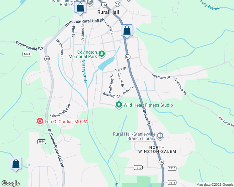 map of restaurants, bars, coffee shops, grocery stores, and more near 200 Brittany Road in Rural Hall