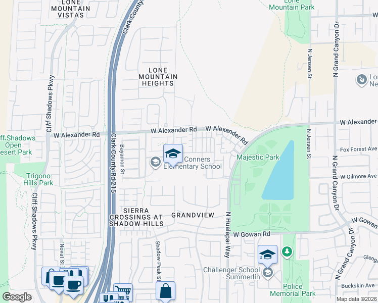 map of restaurants, bars, coffee shops, grocery stores, and more near 10231 Delray Beach Avenue in Las Vegas