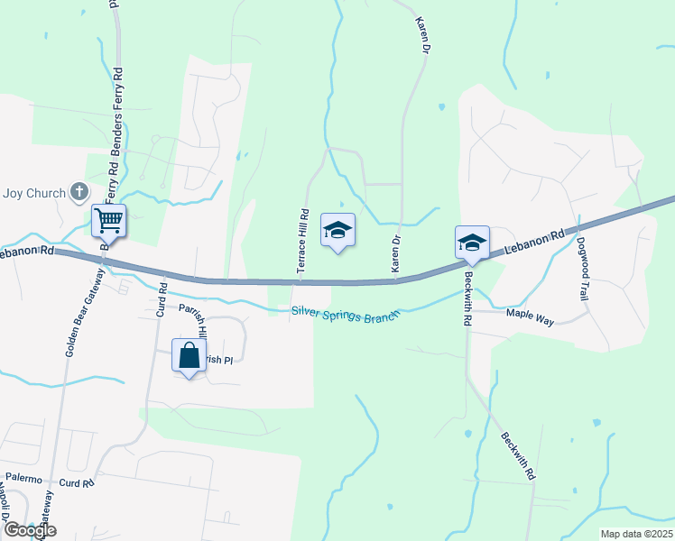 map of restaurants, bars, coffee shops, grocery stores, and more near 9315 Lebanon Road in Mt. Juliet