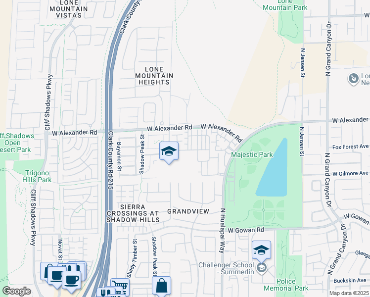 map of restaurants, bars, coffee shops, grocery stores, and more near 10231 Delray Beach Avenue in Las Vegas