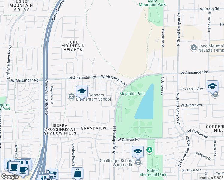 map of restaurants, bars, coffee shops, grocery stores, and more near 3975 North Hualapai Way in Las Vegas