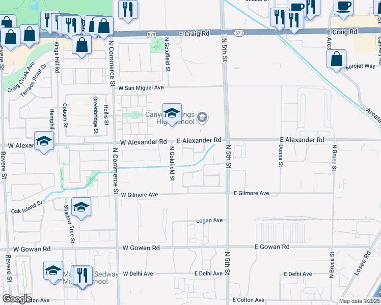 map of restaurants, bars, coffee shops, grocery stores, and more near 3925 Royal Stone Court in North Las Vegas