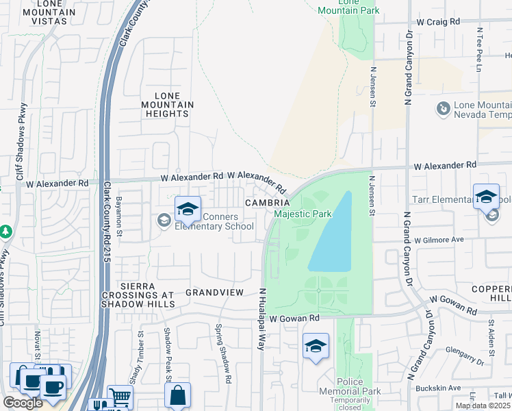 map of restaurants, bars, coffee shops, grocery stores, and more near 3975 North Hualapai Way in Las Vegas