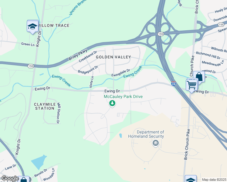 map of restaurants, bars, coffee shops, grocery stores, and more near 3063 Gwynwood Drive in Nashville