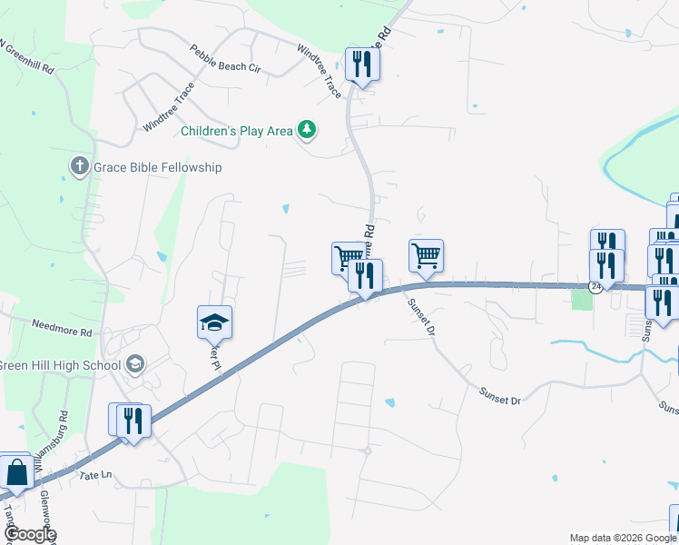 map of restaurants, bars, coffee shops, grocery stores, and more near 49 Nonaville Road in Mt. Juliet