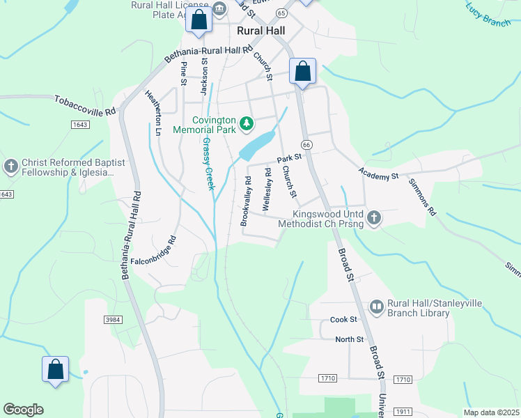 map of restaurants, bars, coffee shops, grocery stores, and more near 261 Brittany Road in Rural Hall
