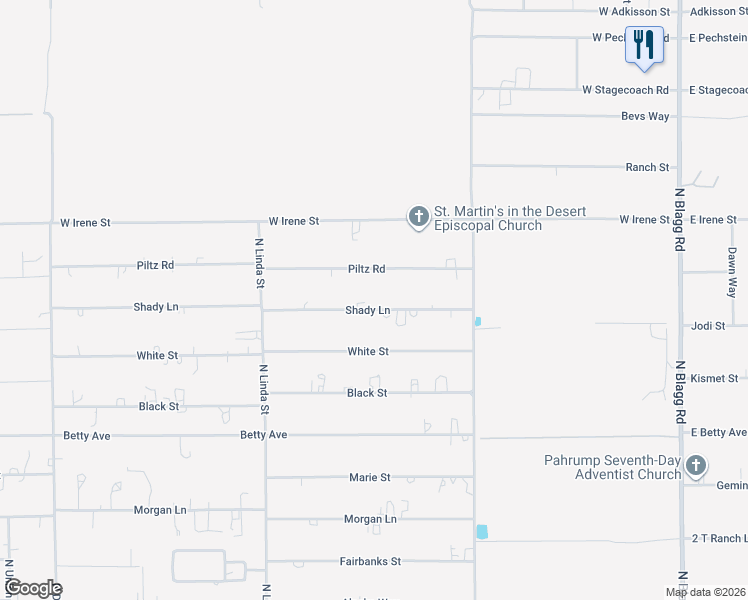 map of restaurants, bars, coffee shops, grocery stores, and more near 730 Shady Lane in Pahrump