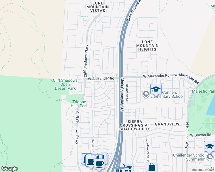 map of restaurants, bars, coffee shops, grocery stores, and more near 10520 Shiny Skies Drive in Las Vegas