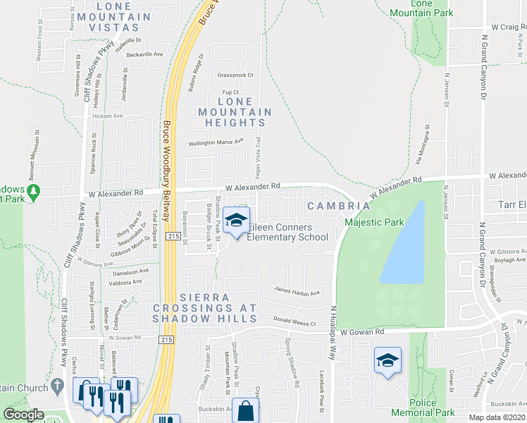 map of restaurants, bars, coffee shops, grocery stores, and more near 3915 Legend Hills Street in Las Vegas