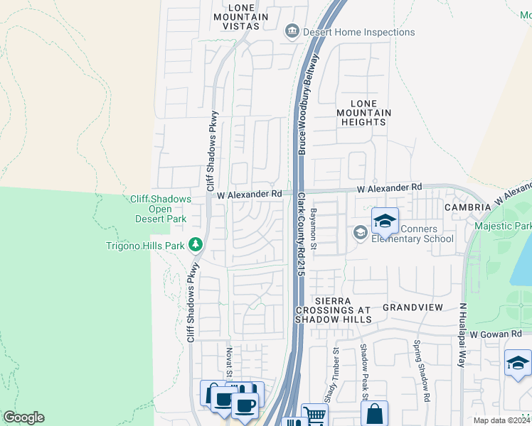map of restaurants, bars, coffee shops, grocery stores, and more near 10520 Shiny Skies Drive in Las Vegas