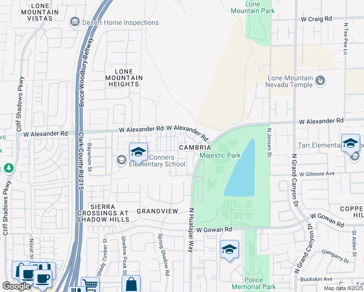 map of restaurants, bars, coffee shops, grocery stores, and more near 3975 North Hualapai Way in Las Vegas