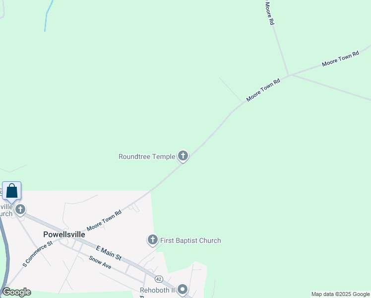 map of restaurants, bars, coffee shops, grocery stores, and more near 131 Moore Town Road in Ahoskie