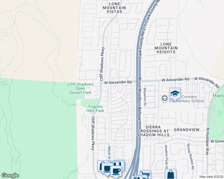 map of restaurants, bars, coffee shops, grocery stores, and more near 10610 Occlusion Court in Las Vegas