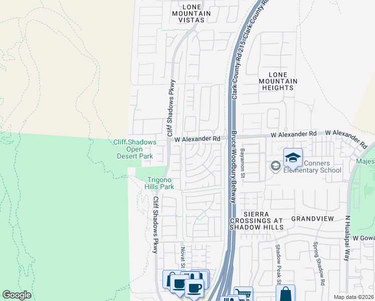 map of restaurants, bars, coffee shops, grocery stores, and more near 10610 Occlusion Court in Las Vegas
