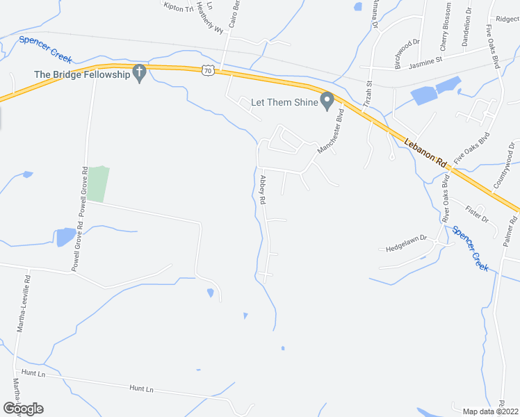 map of restaurants, bars, coffee shops, grocery stores, and more near 140 Abbey Road in Lebanon