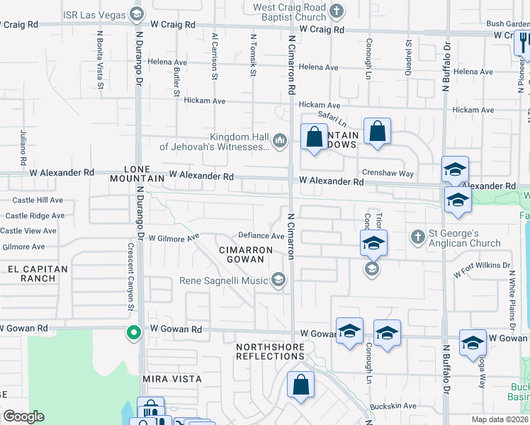 map of restaurants, bars, coffee shops, grocery stores, and more near 8129 Woodland Prairie Avenue in Las Vegas