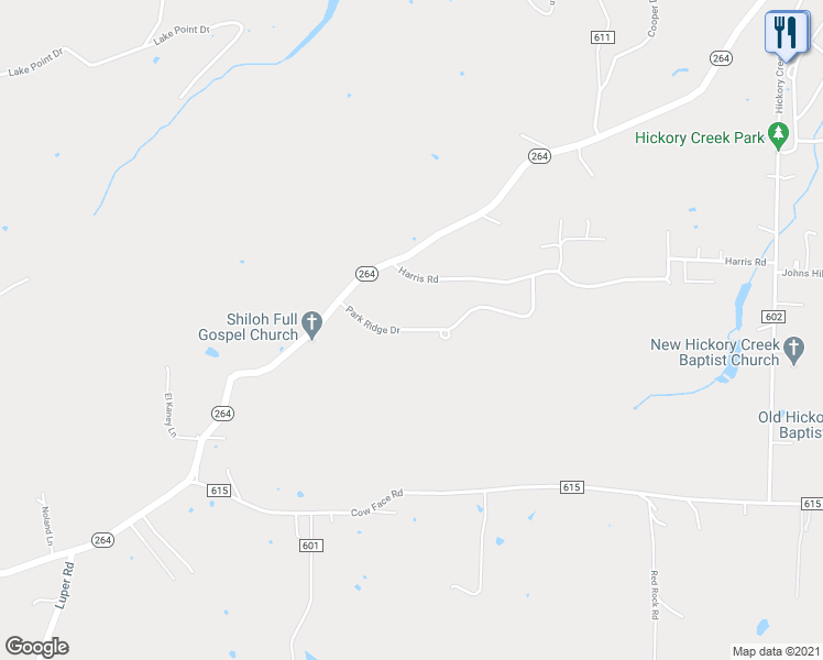 map of restaurants, bars, coffee shops, grocery stores, and more near 14927 Park Ridge Drive in Lowell