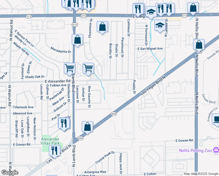 map of restaurants, bars, coffee shops, grocery stores, and more near 3958 Blushing Hearts Road in Las Vegas