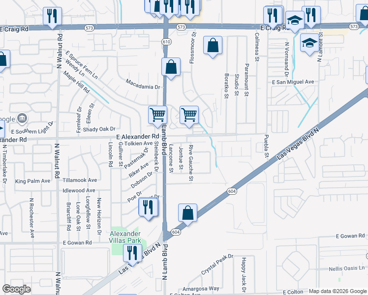 map of restaurants, bars, coffee shops, grocery stores, and more near 4372 Shalimar Avenue in Las Vegas
