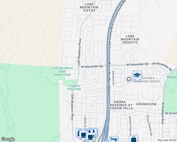 map of restaurants, bars, coffee shops, grocery stores, and more near 10636 Gale Wind Court in Las Vegas