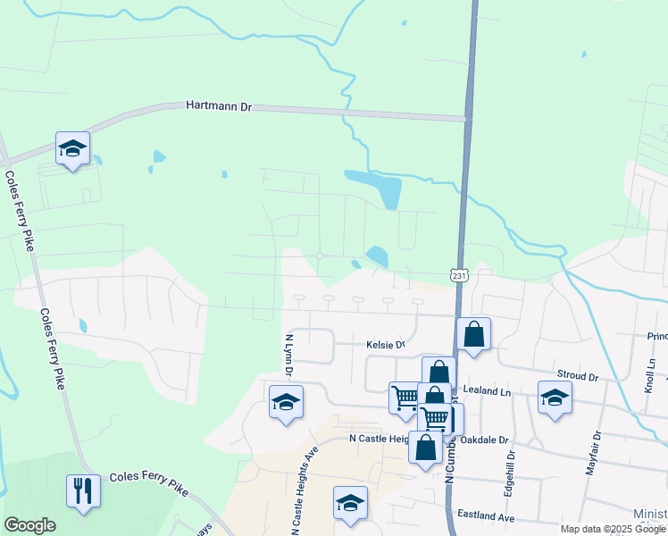 map of restaurants, bars, coffee shops, grocery stores, and more near 430 Wind Dance Drive in Lebanon