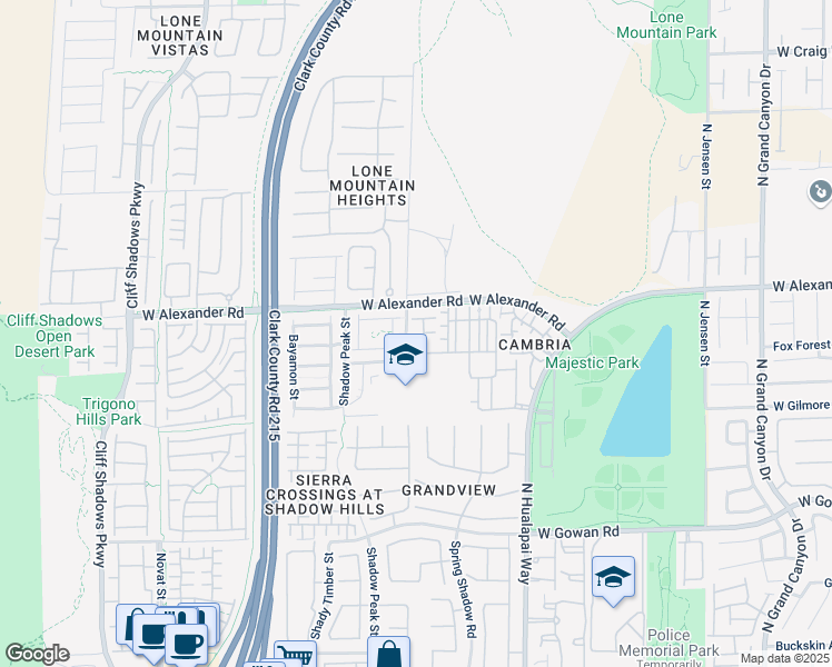 map of restaurants, bars, coffee shops, grocery stores, and more near 3925 Legend Hills Street in Las Vegas