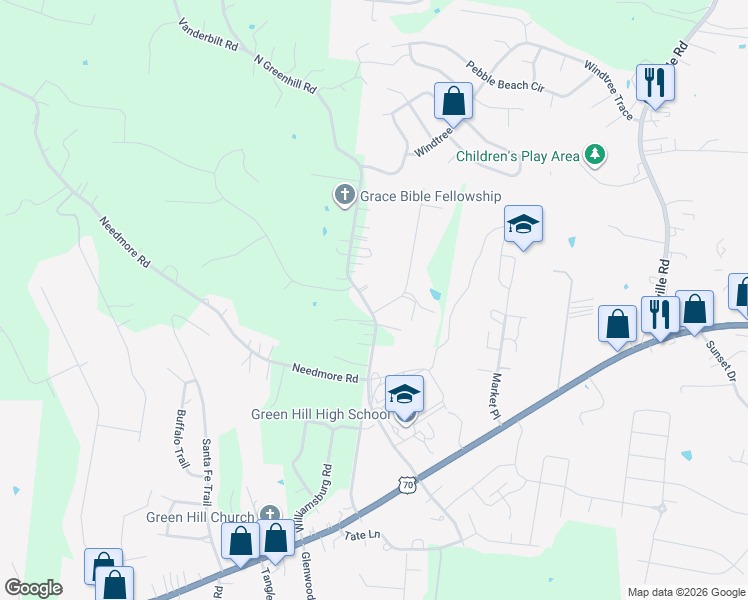 map of restaurants, bars, coffee shops, grocery stores, and more near 1001 Dickens Drive in Mt. Juliet
