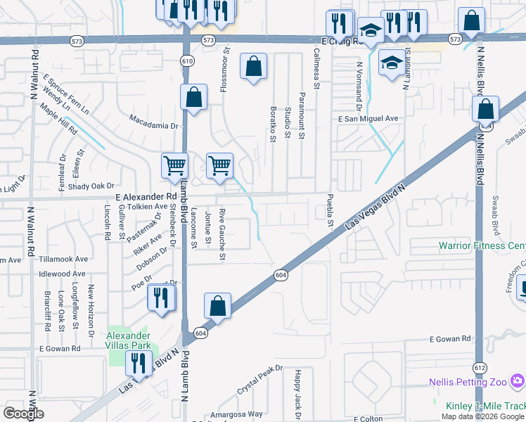 map of restaurants, bars, coffee shops, grocery stores, and more near 4508 Hearts Desire Avenue in Las Vegas