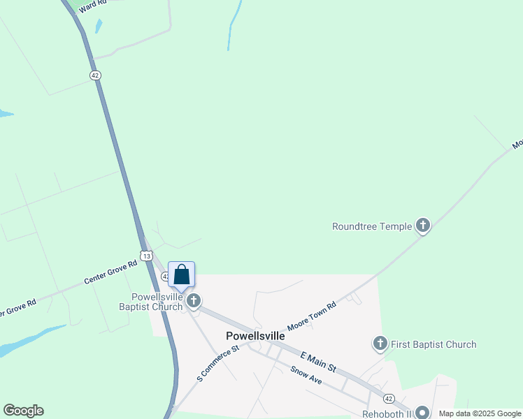 map of restaurants, bars, coffee shops, grocery stores, and more near in Powellsville