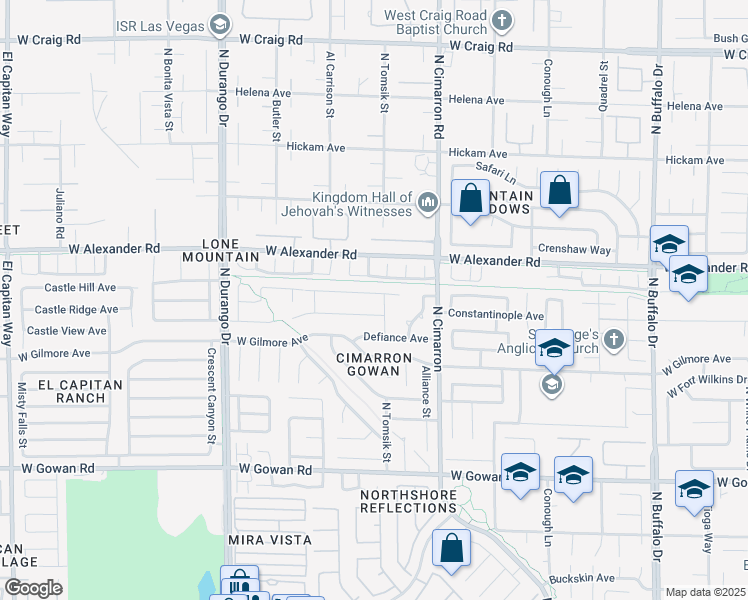 map of restaurants, bars, coffee shops, grocery stores, and more near 8205 Woodland Prairie Avenue in Las Vegas
