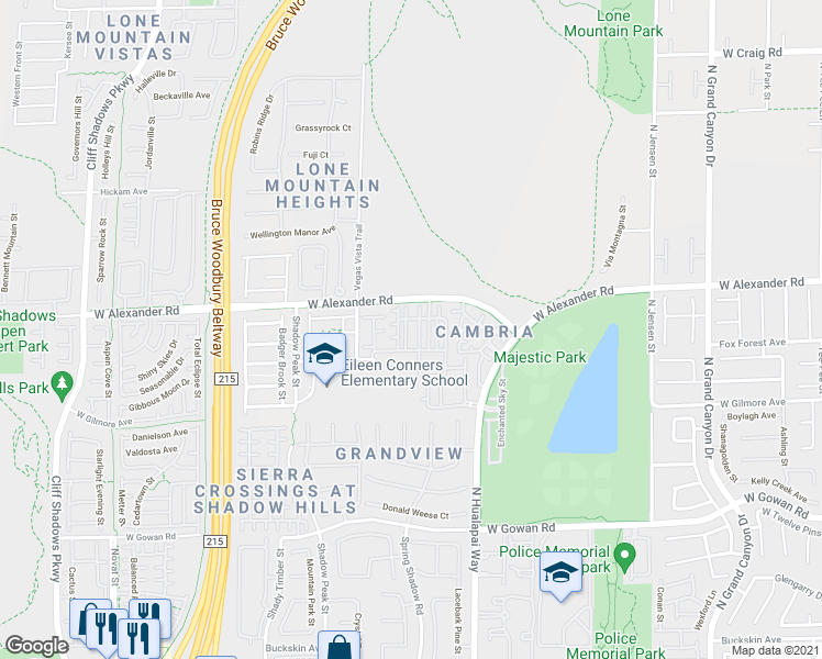 map of restaurants, bars, coffee shops, grocery stores, and more near 10230 Deerfield Beach Avenue in Las Vegas