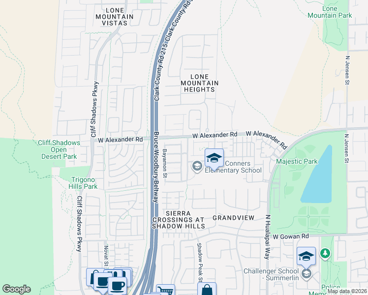 map of restaurants, bars, coffee shops, grocery stores, and more near 3976 Badger Brook Street in Las Vegas