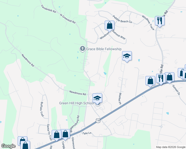 map of restaurants, bars, coffee shops, grocery stores, and more near 1001 Dickens Drive in Mt. Juliet