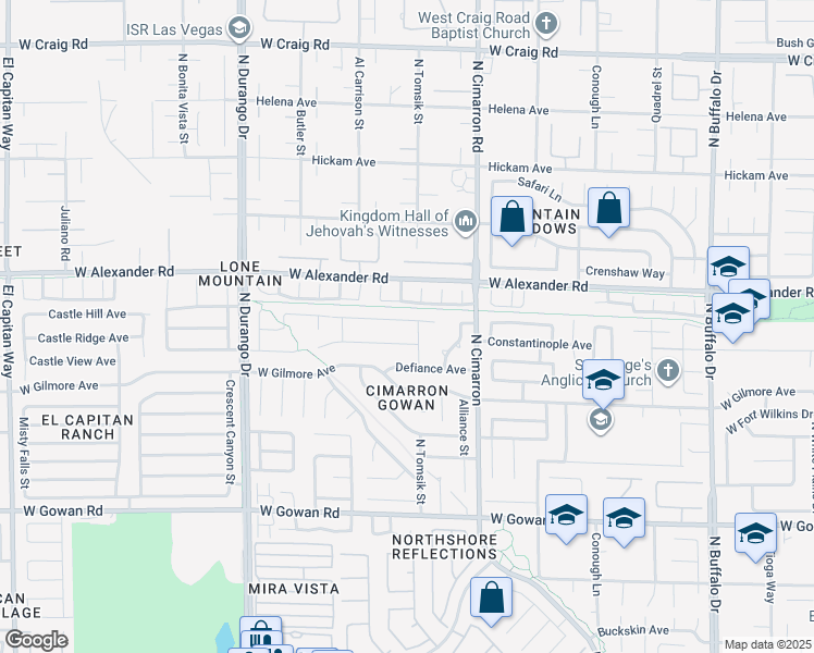 map of restaurants, bars, coffee shops, grocery stores, and more near 8205 Woodland Prairie Avenue in Las Vegas