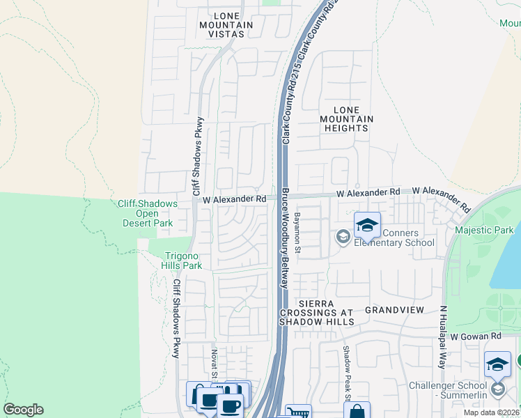 map of restaurants, bars, coffee shops, grocery stores, and more near 10529 Headwind Avenue in Las Vegas