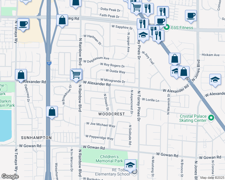 map of restaurants, bars, coffee shops, grocery stores, and more near 3948 North Applecrest Street in Las Vegas