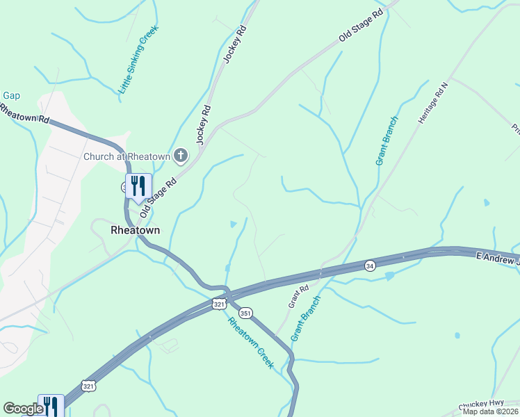 map of restaurants, bars, coffee shops, grocery stores, and more near 254 E Ridges Dr in Chuckey