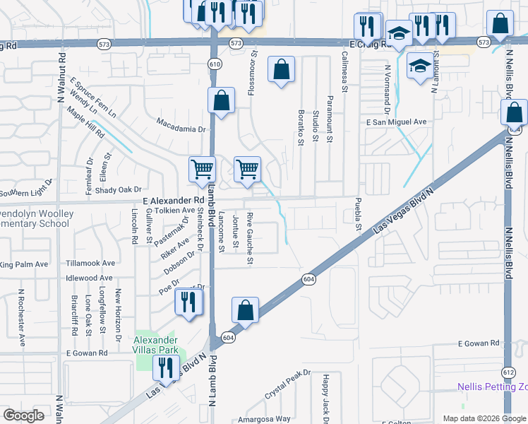 map of restaurants, bars, coffee shops, grocery stores, and more near 4438 Shalimar Avenue in Las Vegas