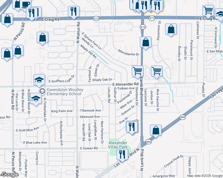 map of restaurants, bars, coffee shops, grocery stores, and more near 3992 Lincoln Road in Las Vegas