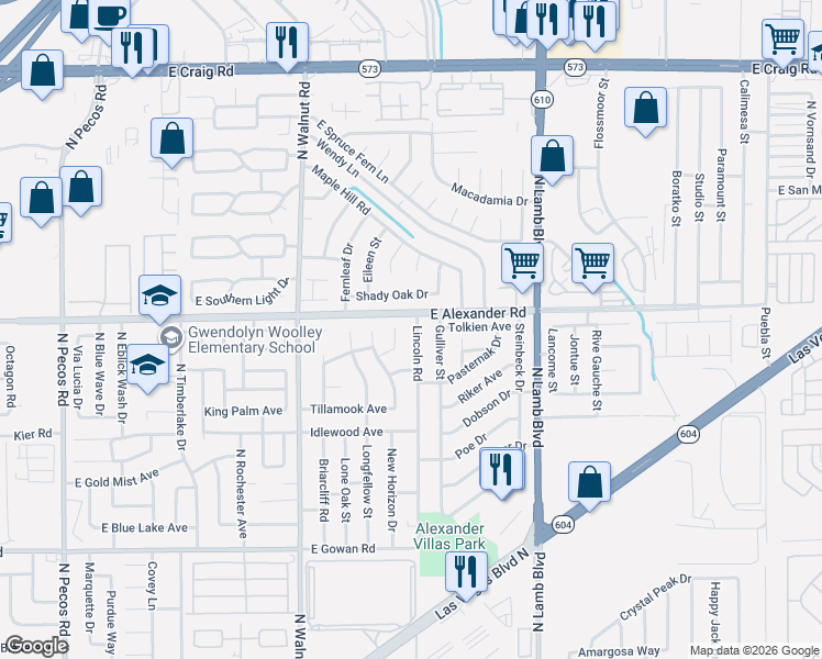map of restaurants, bars, coffee shops, grocery stores, and more near 3992 Lincoln Road in Las Vegas