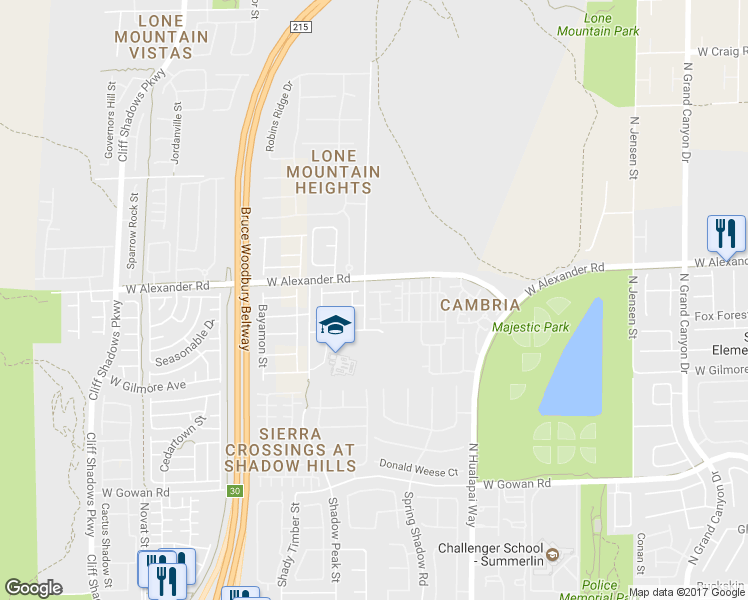 map of restaurants, bars, coffee shops, grocery stores, and more near 60 Vegas Vista Trail in Las Vegas
