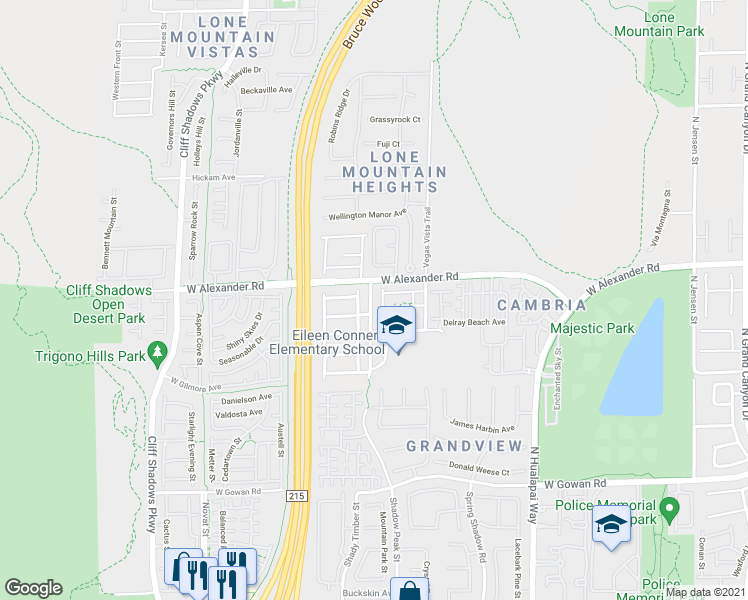 map of restaurants, bars, coffee shops, grocery stores, and more near 3976 Badger Brook Street in Las Vegas