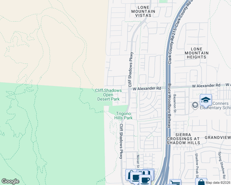 map of restaurants, bars, coffee shops, grocery stores, and more near 10761 Hunter Mountain Avenue in Las Vegas